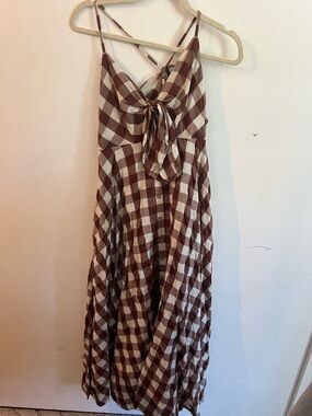 dress gold white blue black Free People Farley Gingham Tunic